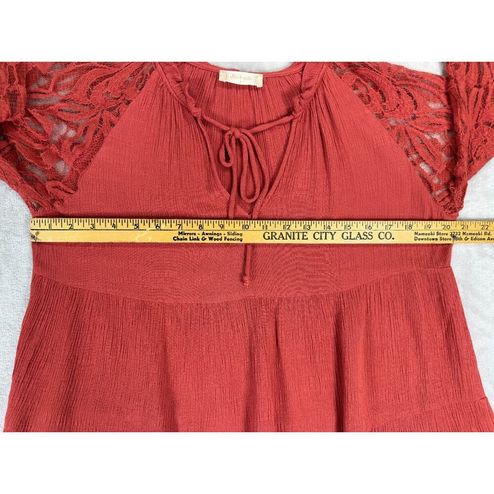 Altar'd State Large Rust Boho Peasant Top Lace Bell Sleeves Babydoll Fairy - Picture 6 of 6